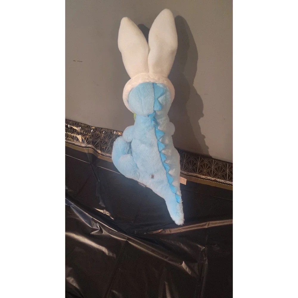 FAO Schwarz Blue Dinosaur Easter Bunny Plush Stuffed Animal Iridescent Ears